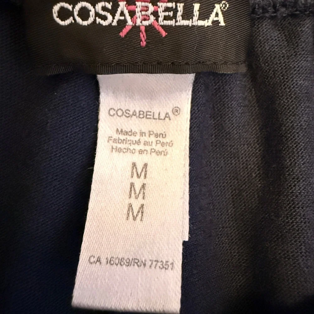 Cosabella Bella Pima Cotton Modal Pajama Set Womens M Navy Long Sleeve Shorts
